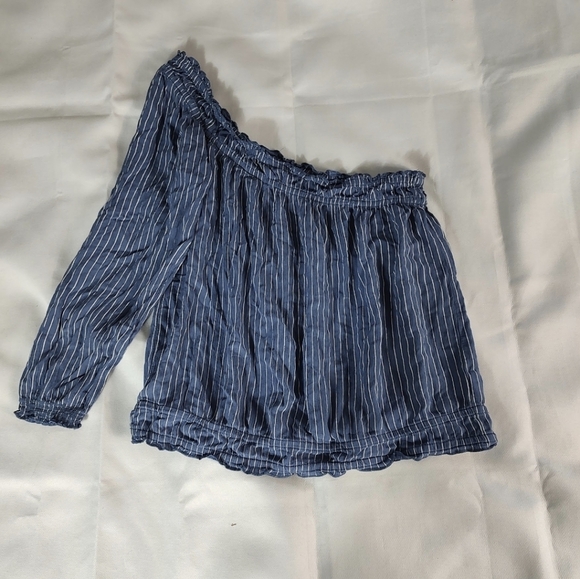 American Eagle Outfitters Tops - American Eagle Blue Striped Off-Shoulder Top Medium